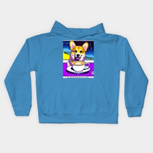 Corgi And Coffee Kids Hoodie